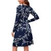 image:imageWEACZZY Womens Long Sleeve Casual Fall Dresses VNeck Swing Floral Party Dress with Pockets 2026White Flower Navy