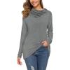 image:imageWEACZZY Womens Long Sleeve Shirts Button Cowl Neck Casual Loose Tunic Tops Blouse Dressy Fall Fashion 202606 Gray