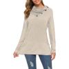 image:imageWEACZZY Womens Long Sleeve Shirts Button Cowl Neck Casual Loose Tunic Tops Blouse Dressy Fall Fashion 2026A Beige