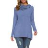 image:imageWEACZZY Womens Long Sleeve Shirts Button Cowl Neck Casual Loose Tunic Tops Blouse Dressy Fall Fashion 2026A Blue