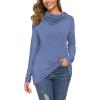 image:imageWEACZZY Womens Long Sleeve Shirts Button Cowl Neck Casual Loose Tunic Tops Blouse Dressy Fall Fashion 2026A Blue