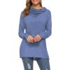 image:imageWEACZZY Womens Long Sleeve Shirts Button Cowl Neck Casual Loose Tunic Tops Blouse Dressy Fall Fashion 2026A Blue