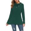 image:imageWEACZZY Womens Long Sleeve Shirts Button Cowl Neck Casual Loose Tunic Tops Blouse Dressy Fall Fashion 2026A Dark Green