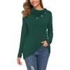 image:imageWEACZZY Womens Long Sleeve Shirts Button Cowl Neck Casual Loose Tunic Tops Blouse Dressy Fall Fashion 2026A Dark Green