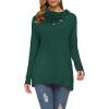 image:imageWEACZZY Womens Long Sleeve Shirts Button Cowl Neck Casual Loose Tunic Tops Blouse Dressy Fall Fashion 2026A Dark Green