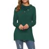 image:imageWEACZZY Womens Long Sleeve Shirts Button Cowl Neck Casual Loose Tunic Tops Blouse Dressy Fall Fashion 2026A Dark Green