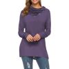 image:imageWEACZZY Womens Long Sleeve Shirts Button Cowl Neck Casual Loose Tunic Tops Blouse Dressy Fall Fashion 2026A Dark Purple