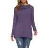 image:imageWEACZZY Womens Long Sleeve Shirts Button Cowl Neck Casual Loose Tunic Tops Blouse Dressy Fall Fashion 2026A Dark Purple