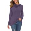 image:imageWEACZZY Womens Long Sleeve Shirts Button Cowl Neck Casual Loose Tunic Tops Blouse Dressy Fall Fashion 2026A Dark Purple