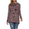 image:imageWEACZZY Womens Long Sleeve Shirts Button Cowl Neck Casual Loose Tunic Tops Blouse Dressy Fall Fashion 2026A Floral Red Bean