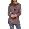image:imageWEACZZY Womens Long Sleeve Shirts Button Cowl Neck Casual Loose Tunic Tops Blouse Dressy Fall Fashion 2026A Floral Red Bean