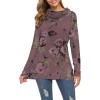 image:imageWEACZZY Womens Long Sleeve Shirts Button Cowl Neck Casual Loose Tunic Tops Blouse Dressy Fall Fashion 2026A Floral Red Bean