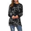 image:imageWEACZZY Womens Long Sleeve Shirts Button Cowl Neck Casual Loose Tunic Tops Blouse Dressy Fall Fashion 2026A Floral White Black