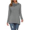 image:imageWEACZZY Womens Long Sleeve Shirts Button Cowl Neck Casual Loose Tunic Tops Blouse Dressy Fall Fashion 2026A Gray