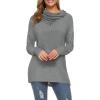 image:imageWEACZZY Womens Long Sleeve Shirts Button Cowl Neck Casual Loose Tunic Tops Blouse Dressy Fall Fashion 2026A Gray