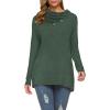 image:imageWEACZZY Womens Long Sleeve Shirts Button Cowl Neck Casual Loose Tunic Tops Blouse Dressy Fall Fashion 2026A Green