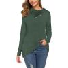 image:imageWEACZZY Womens Long Sleeve Shirts Button Cowl Neck Casual Loose Tunic Tops Blouse Dressy Fall Fashion 2026A Green