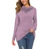 image:imageWEACZZY Womens Long Sleeve Shirts Button Cowl Neck Casual Loose Tunic Tops Blouse Dressy Fall Fashion 2026A Lavender