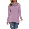 image:imageWEACZZY Womens Long Sleeve Shirts Button Cowl Neck Casual Loose Tunic Tops Blouse Dressy Fall Fashion 2026A Lavender