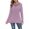 image:imageWEACZZY Womens Long Sleeve Shirts Button Cowl Neck Casual Loose Tunic Tops Blouse Dressy Fall Fashion 2026A Lavender