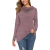 image:imageWEACZZY Womens Long Sleeve Shirts Button Cowl Neck Casual Loose Tunic Tops Blouse Dressy Fall Fashion 2026A Mauve