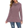 image:imageWEACZZY Womens Long Sleeve Shirts Button Cowl Neck Casual Loose Tunic Tops Blouse Dressy Fall Fashion 2026A Mauve
