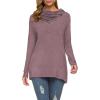 image:imageWEACZZY Womens Long Sleeve Shirts Button Cowl Neck Casual Loose Tunic Tops Blouse Dressy Fall Fashion 2026A Mauve