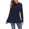 image:imageWEACZZY Womens Long Sleeve Shirts Button Cowl Neck Casual Loose Tunic Tops Blouse Dressy Fall Fashion 2026A Navy Blue