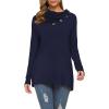 image:imageWEACZZY Womens Long Sleeve Shirts Button Cowl Neck Casual Loose Tunic Tops Blouse Dressy Fall Fashion 2026A Navy Blue
