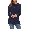 image:imageWEACZZY Womens Long Sleeve Shirts Button Cowl Neck Casual Loose Tunic Tops Blouse Dressy Fall Fashion 2026A Navy Blue