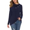 image:imageWEACZZY Womens Long Sleeve Shirts Button Cowl Neck Casual Loose Tunic Tops Blouse Dressy Fall Fashion 2026A Navy Blue
