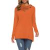 image:imageWEACZZY Womens Long Sleeve Shirts Button Cowl Neck Casual Loose Tunic Tops Blouse Dressy Fall Fashion 2026A Orange