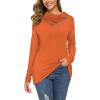 image:imageWEACZZY Womens Long Sleeve Shirts Button Cowl Neck Casual Loose Tunic Tops Blouse Dressy Fall Fashion 2026A Orange
