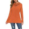 image:imageWEACZZY Womens Long Sleeve Shirts Button Cowl Neck Casual Loose Tunic Tops Blouse Dressy Fall Fashion 2026A Orange