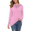 image:imageWEACZZY Womens Long Sleeve Shirts Button Cowl Neck Casual Loose Tunic Tops Blouse Dressy Fall Fashion 2026A Pink