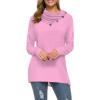 image:imageWEACZZY Womens Long Sleeve Shirts Button Cowl Neck Casual Loose Tunic Tops Blouse Dressy Fall Fashion 2026A Pink