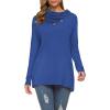 image:imageWEACZZY Womens Long Sleeve Shirts Button Cowl Neck Casual Loose Tunic Tops Blouse Dressy Fall Fashion 2026A Royal Blue