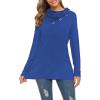 image:imageWEACZZY Womens Long Sleeve Shirts Button Cowl Neck Casual Loose Tunic Tops Blouse Dressy Fall Fashion 2026A Royal Blue