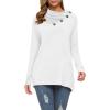 image:imageWEACZZY Womens Long Sleeve Shirts Button Cowl Neck Casual Loose Tunic Tops Blouse Dressy Fall Fashion 2026A White