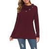 image:imageWEACZZY Womens Long Sleeve Shirts Button Cowl Neck Casual Loose Tunic Tops Blouse Dressy Fall Fashion 2026A Wine Red