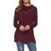 image:imageWEACZZY Womens Long Sleeve Shirts Button Cowl Neck Casual Loose Tunic Tops Blouse Dressy Fall Fashion 2026A Wine Red