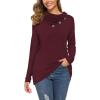 image:imageWEACZZY Womens Long Sleeve Shirts Button Cowl Neck Casual Loose Tunic Tops Blouse Dressy Fall Fashion 2026A Wine Red