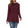 image:imageWEACZZY Womens Long Sleeve Shirts Button Cowl Neck Casual Loose Tunic Tops Blouse Dressy Fall Fashion 2026A Wine Red