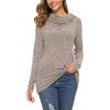 image:imageWEACZZY Womens Long Sleeve Shirts Button Cowl Neck Casual Loose Tunic Tops Blouse Dressy Fall Fashion 2026B Brown