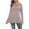 image:imageWEACZZY Womens Long Sleeve Shirts Button Cowl Neck Casual Loose Tunic Tops Blouse Dressy Fall Fashion 2026B Brown