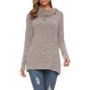 image:imageWEACZZY Womens Long Sleeve Shirts Button Cowl Neck Casual Loose Tunic Tops Blouse Dressy Fall Fashion 2026B Brown
