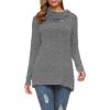 image:imageWEACZZY Womens Long Sleeve Shirts Button Cowl Neck Casual Loose Tunic Tops Blouse Dressy Fall Fashion 2026B Deep Gray