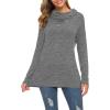image:imageWEACZZY Womens Long Sleeve Shirts Button Cowl Neck Casual Loose Tunic Tops Blouse Dressy Fall Fashion 2026B Deep Gray