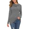 image:imageWEACZZY Womens Long Sleeve Shirts Button Cowl Neck Casual Loose Tunic Tops Blouse Dressy Fall Fashion 2026B Deep Gray
