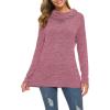 image:imageWEACZZY Womens Long Sleeve Shirts Button Cowl Neck Casual Loose Tunic Tops Blouse Dressy Fall Fashion 2026B Purple